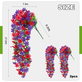 Artificial Hanging Flowers for Outdoor,2 PCS Faux Silk Flower Daisy Long Vines with Eucalyptus Leaves,Spring Decoration for Home Wall Porch Patio Balcony