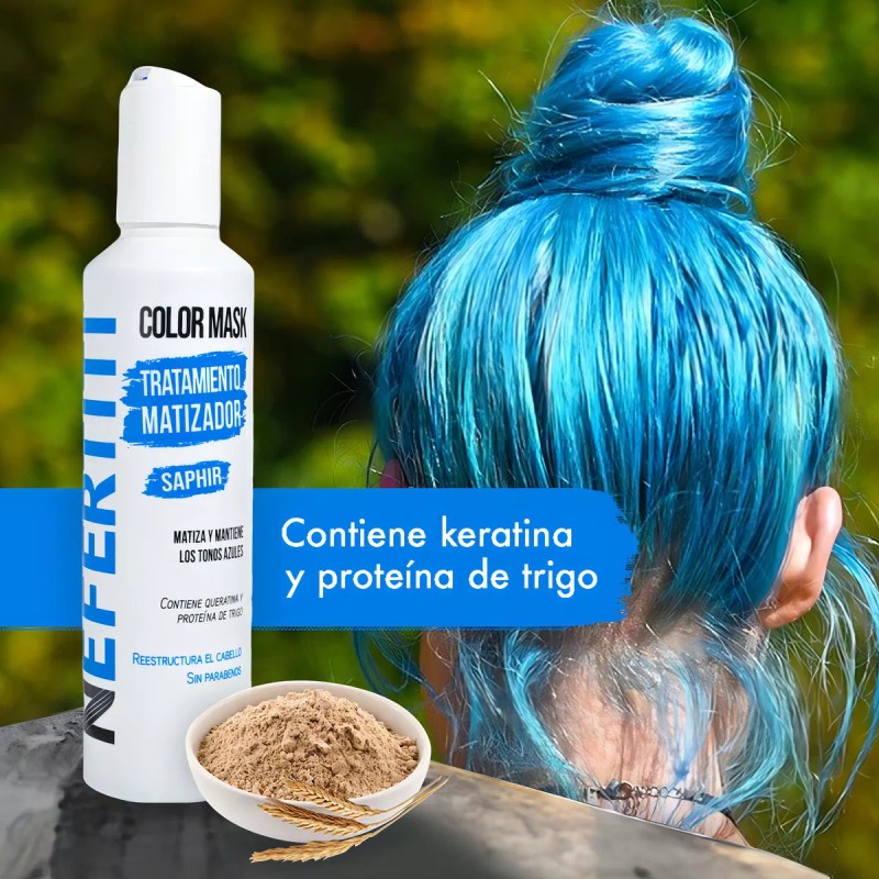 Biobelleza Shampoo Matizador Para Cabello Azul Con Keratina Nefertiti