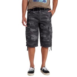 UNIONBAY mens Cordova Belted Messenger - Reg and Big Tall Sizes Cargo Shorts, Black Camo, 36 US