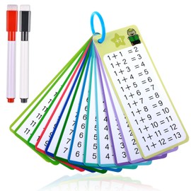 Subtraction Flash Cards 0-12 Subtraction Table Flash Cards with 2 Dry Erase Markers Math Chart Card for 1st to 3rd Grade Math Game