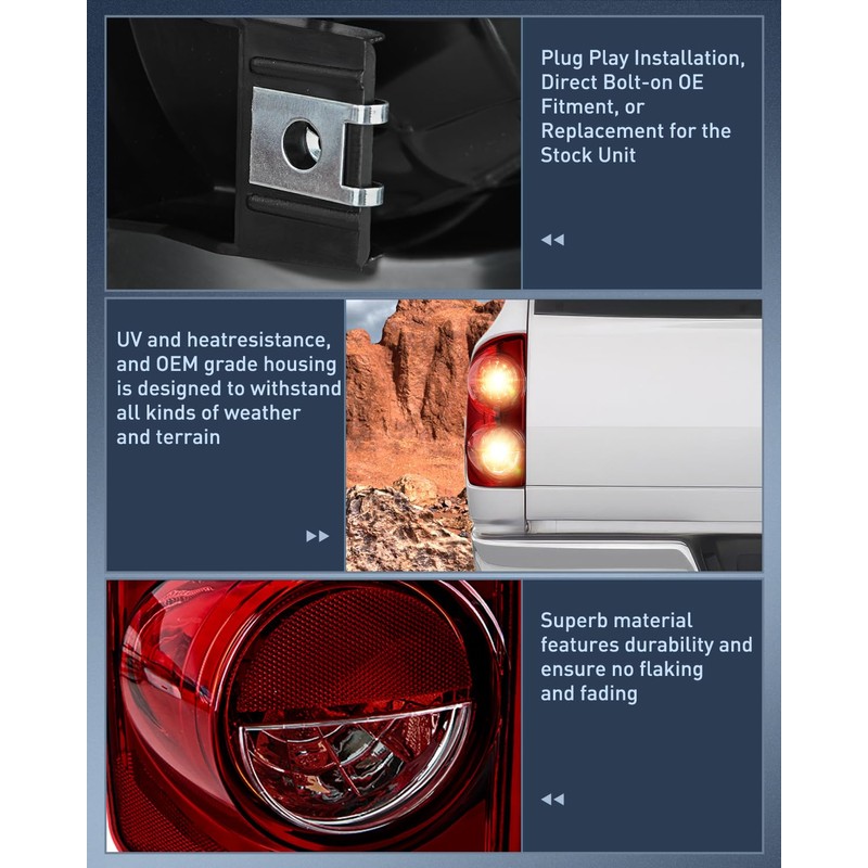 Nilight Taillight Assembly Compatible with 2007 2008 Dodge Ram 1500