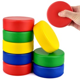 16 PCS Sport Foam Ice Hockey Pucks 3 Inch Ice Hockey Pucks with Mesh Bag Foam Hockey Training Puck for Adults Practicing and Classic Training Indoor Floor Game Outdoor Sports (Multicolor)