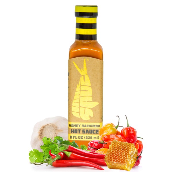 Honey Habanero Hot Sauce by Hank Sauce - Habanero/Cayenne Blend Infused with Honey, Fresh Garlic & Herbs - Multipurpose Craft Hot Sauce - Gluten Free - 8.5 fl oz (Pack of 1)