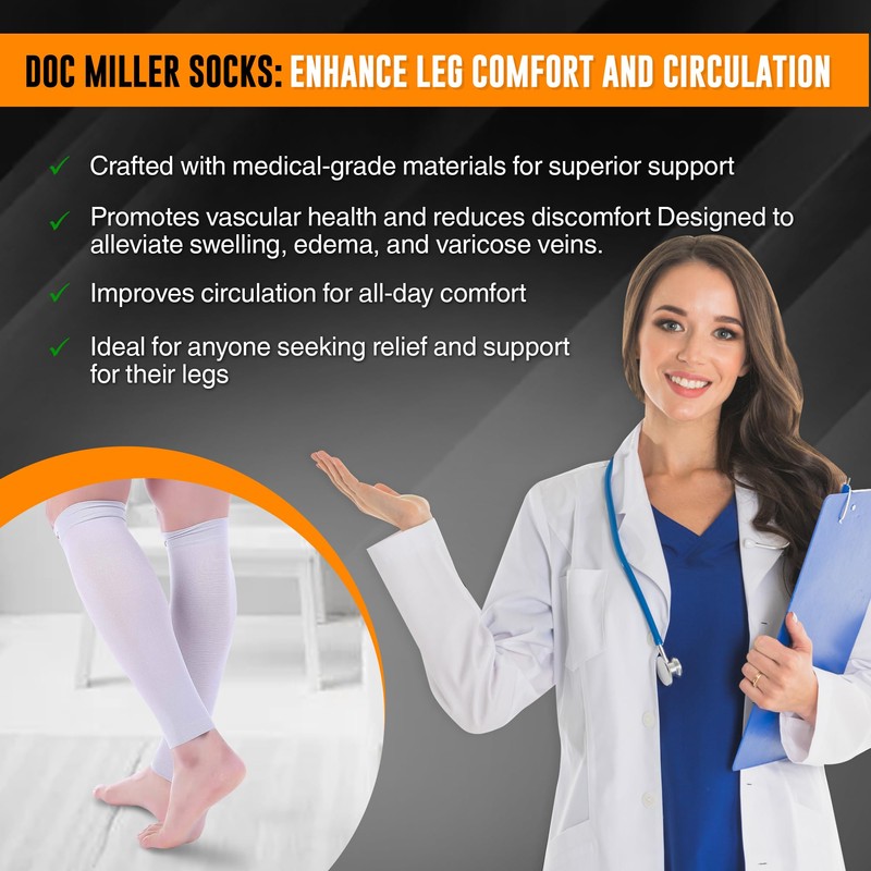Doc Miller Calf Compression Sleeve 1 Pair 15-20 mmHg Firm