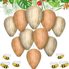 Qualirey 10 Pieces Wasp Nest Decoy Deterrent for Hornets Hanging Wasp Repellent Garden Yard Outdoor Non-Toxic Fake Nest, 2 Colors(White, Yellow)