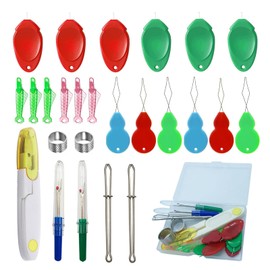 Needle Threaders for Hand Sewing,25 Pcs Needle Threaders Kit,Include Fish Type Easy Threader/Gourd Shaped Sewing Needle Threader/Thumb Shaped Threaders/Seam Rippers/Sewing Tweezers/Thimble/Scissor etc