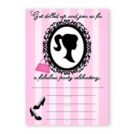 POP parties Glamour Girl Party Large Invitations - 10 Invitations + 10 Envelopes