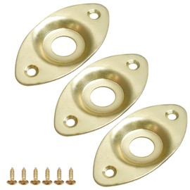 Mewutal 3pcs Oval Electric Guitar Output Jack Plate Socket Gold Metal Bass Jack Input Plate Connection