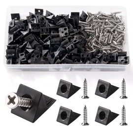 VooGenzek 100 PCS Drawer Bottom Sagging Repair Mending Wedges, Drawer Base Support Reinforcement, Furniture Chest Bottom Repair Fixing Mending Wedges, with 100 PCS Screws, 14 * 13 * 9.3mm (Black)