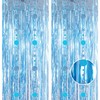 2pcs 3.2 x 8.3ft Glitter Baby Blue Foil Fringe Curtain