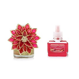 Yankee Candle Poinsettia Scent-Plug Diffuser Base with Sparkling Cinnamon Home Fragrance Electric Refill
