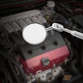 Espejo de Inspección, Espejo de Inspección Telescópico Automotriz Herramienta de Espejo Mecánico Extensible con Lente Redonda (Conjunto tirador rojo tipo 50X600mm)