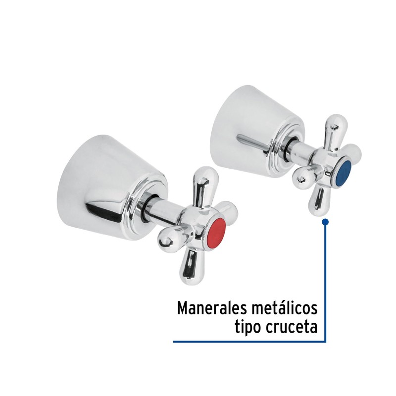 Foset Aqua AQMR-61, Juego de 2 manerales grandes, tipo cruceta,