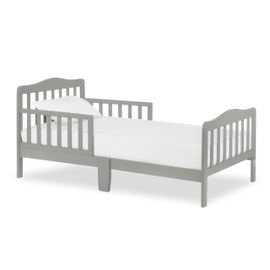 Dream On Me Classic Design Toddler Bed in Cool Grey, Low-to-Floor Wooden Bed with Safety Rails, GREENGUARD Gold & BSA Certified, Non-Toxic Finish