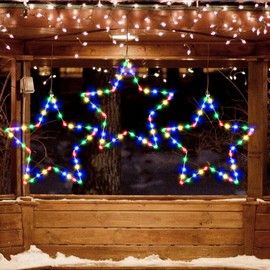 MAOYUE Window Lights 3 Pack Christmas Window Star Lights with Timer Battery Operated Christmas Decorations 8 Lighting Modes with 3 Remote Controls for Outdoor, Indoor, Porch, Party, Colorful