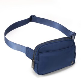 Pander Everywhere Belt Bag for Women, 5 Zipper Pockets RPET Polyester Crossbody Fanny Pack Purse (Blue Perennial, One Size)