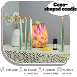 Spiral Taper Candles Swgraromlick 10 Inch Classic Candlesticks Dripless Unscented Smokeless Glossy Metal-Look Candles for Weddings Dinner Celebrations Christmas (Green, Taper)