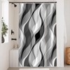 Ruelvth Grey Shower Curtain, Modern Abstract Black and Grey Striped