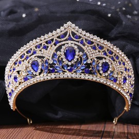 WIOJEIGO Women's Crown Crystal Wedding Tiara Queen Rhinestone Headbands for Prom Birthday Party, One Size, Hard alloy, Rhinestones