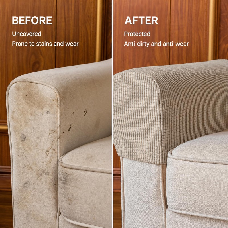 Agvdg 4 Pcs Sand Stretch Arm Covers Armchair Arm Covers