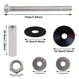 Pack of 2 Screws Cistern for Toilet Seat, Toilet Seat Screws Replacement with Plastic Nuts and Metal Washers, Stainless Steel Toilet Cistern Screw Set, Universal Toilet Seat Screws, Silver