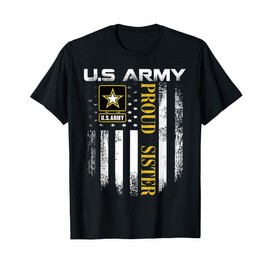 Vintage U.S. Army Proud Sister With American Flag Gift T-Shirt