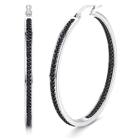 Diamday Large Hoop Earrings Stainless Steel Hoop Earrings for Women Multicolor Rhinestone Hoop Earrings Cute Huggie Earrings Jewelry Set 35MM/40MM/50MM 3