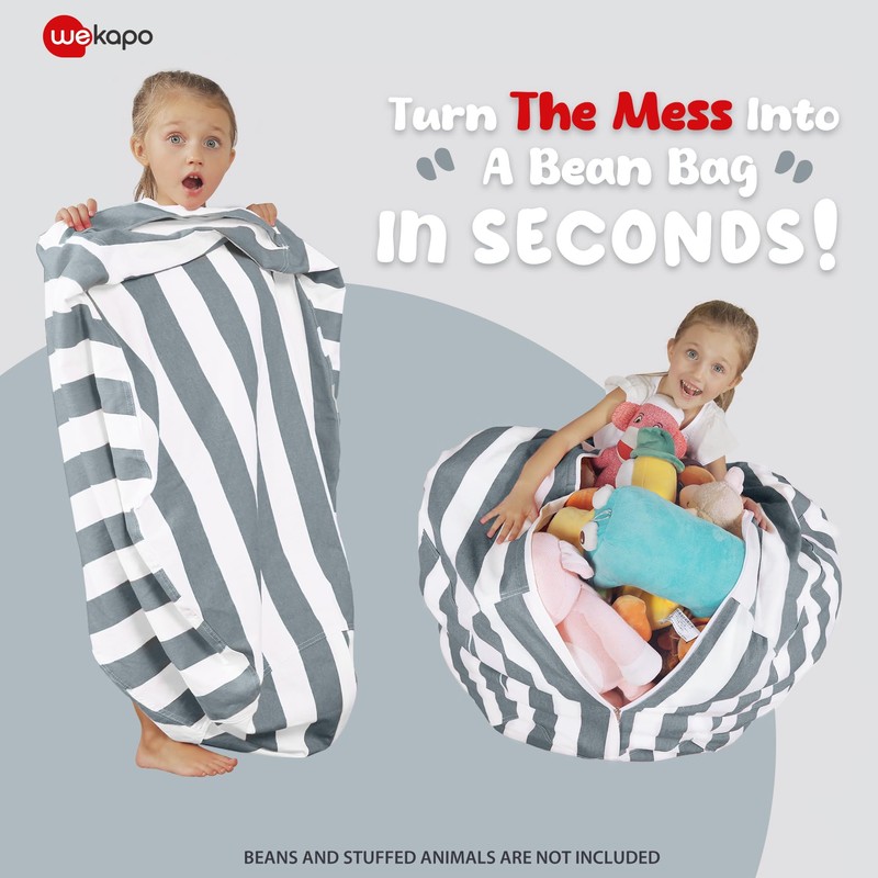Wekapo Stuffed Animal Storage Bean Bag Chair Cover for Kids