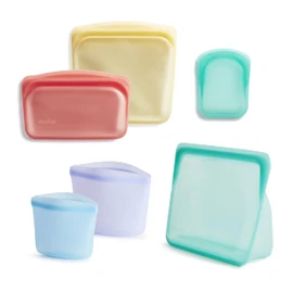 Stasher Premium Silicone Reusable Food Storage Bags, 6-Pack, Rainbow, Multi-Use Food Storage Bags, Lunch Bag, Travel Containers, BPA Free, Leak-free, Dishwasher-Safe, Eco-friendly
