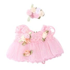 17cm Doll Clothes Set, Pink Fabric Doll Outfits Costume Includes Butterfly Tulle Dress & Flower Headdress Cute Accessory for Toy Figure Wear Decoration