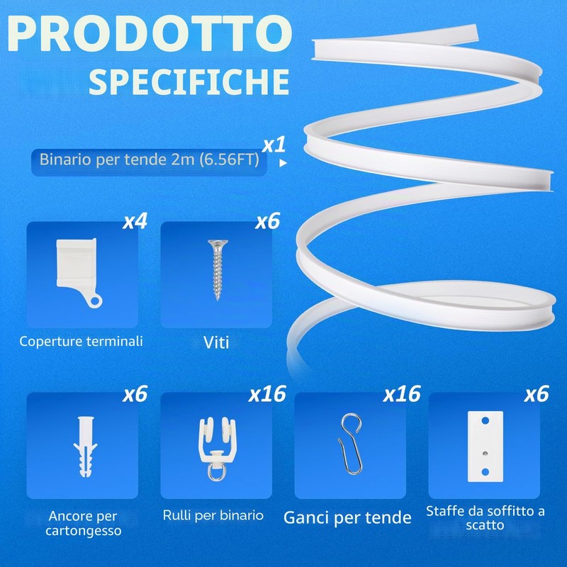 AIDUCHO Guida per tende flessibile e pieghevole, con ruote mute,
