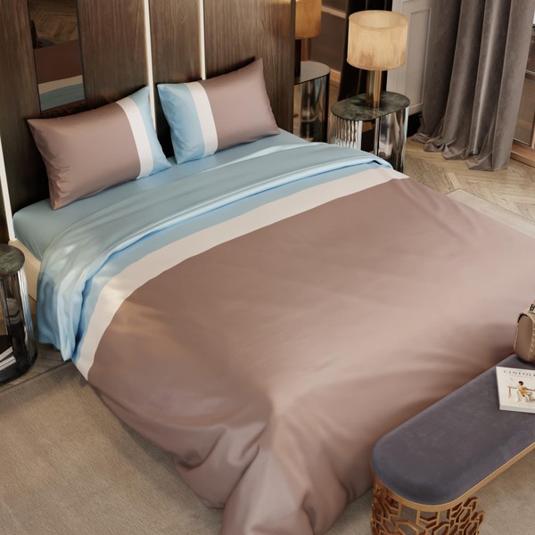 Stoa Paris Satin California King Size Duvet Cover Set with