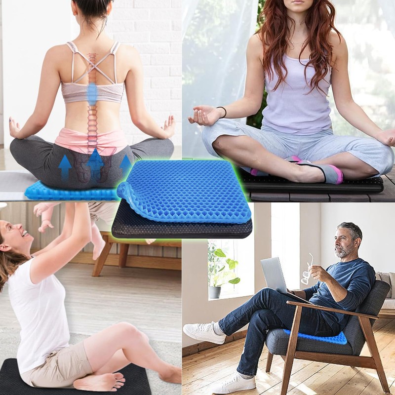 JISRKP Double-Layer Thick Honeycomb Cushion With Cloth Cover, Large Gel