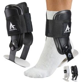 Active Ankle T2 - Tobillera rígida para protección de tobillo lesionada y apoyo para esguinces, animadoras, fútbol y voleibol, regalos de voleibol, uso sobre calcetines en cualquier deporte, color blanco