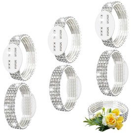 BAOZOON 6 Pcs Corsage Bracelet Wrist Corsage Rhinestone Elastic Wrist Corsage Rhinestone Bracelet DIY Wrist Corsages Accessories for Wedding Prom Ceremony Anniversary Bridal Shower, One Size, Acrylic,