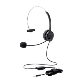 Elecom HS-HP29TBK Headset, 4 Pole Mini Plug, Overhead, Wired Single Ear, with Conversion Cable, 30mm Driver, Black