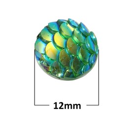 Unbranded 10 pcs. Green Iriscedent Mermaid Fish Scales Dragon Cameo Domes Cabochons - 12mm
