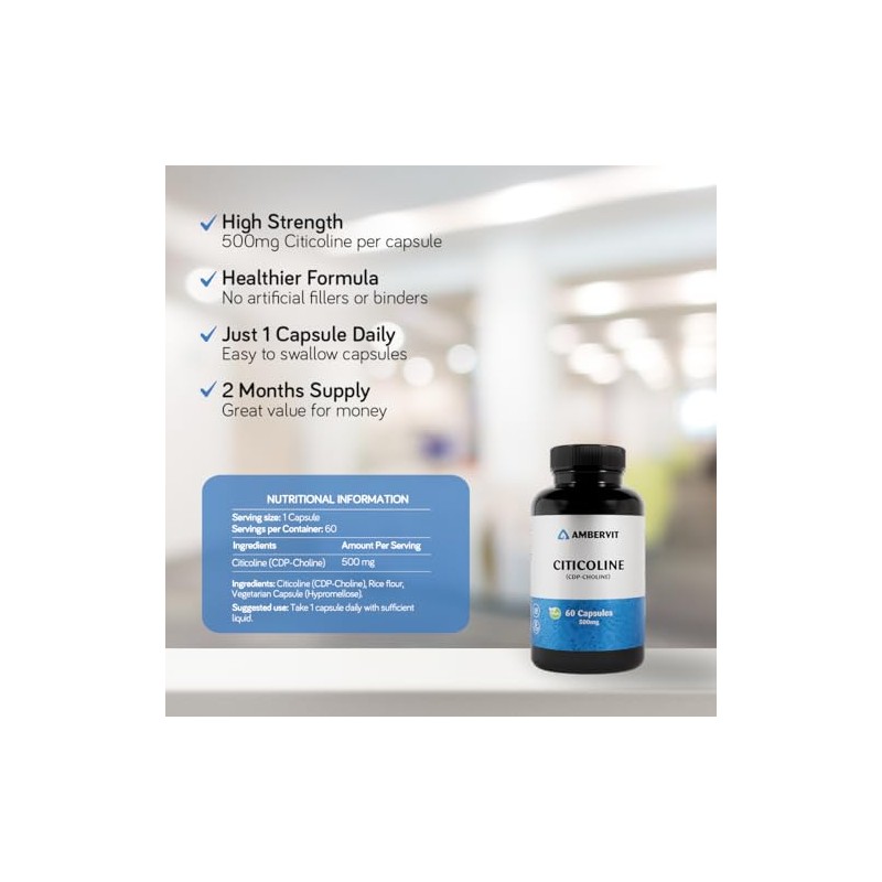 Citicoline (CDP Choline) 500 mg – 60 Capsules – High