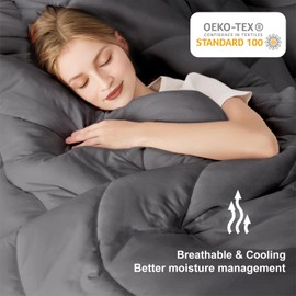 MEELUS Lightweight Comforter Cooling Duvet Insert Grey, All Season Breathable Queen Size Duvet, Soft Microfiber Summer Cool Down Alternative Winter Quilt with Corner Tabs, 88x88 inch