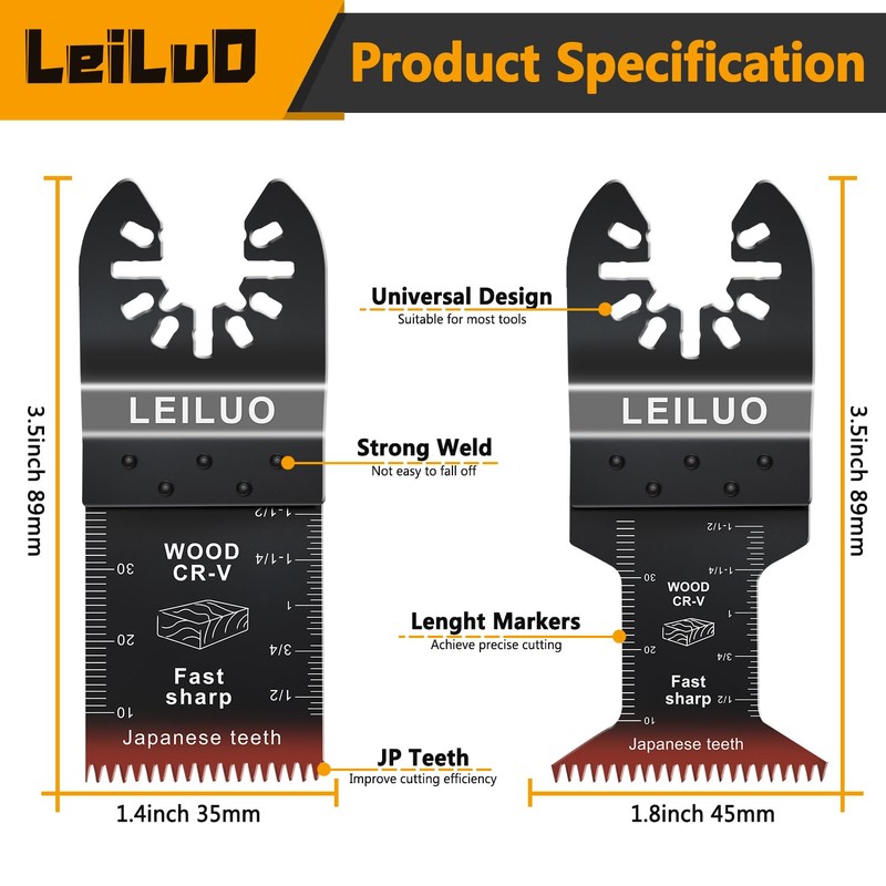 LEILUO 100 Pcs Multitool Blades Japanese Teeth Fast Cutting Oscillating