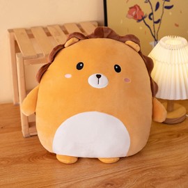 lannery Lion Plush Pillow, Lion Stuffed Animal Toy Soft Cartoon Animal Plush Hugging Pillow Cute Lion Plushies Toy Gifts for Room Decor Birthday Valentine Day, 16 inch