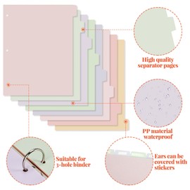 Koqye 5 Sets 8-Tab Binder Dividers for 3-Ring Binder, Multicolor 8.5 x 11 Inch Paper Dividers, 3-Hole Index Page Dividers for School, Office, Home Organization (40 Tabs Total) (5 Pack - 3 Rings)