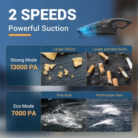 AIRSEE Handheld Vacuum, 13 KPA & 2500mAh Cordless Car Cleaner, Rechargeable With 600ml Dust Cup, USB-C Cable and 2-Speed Strong Suction for Home Car Office