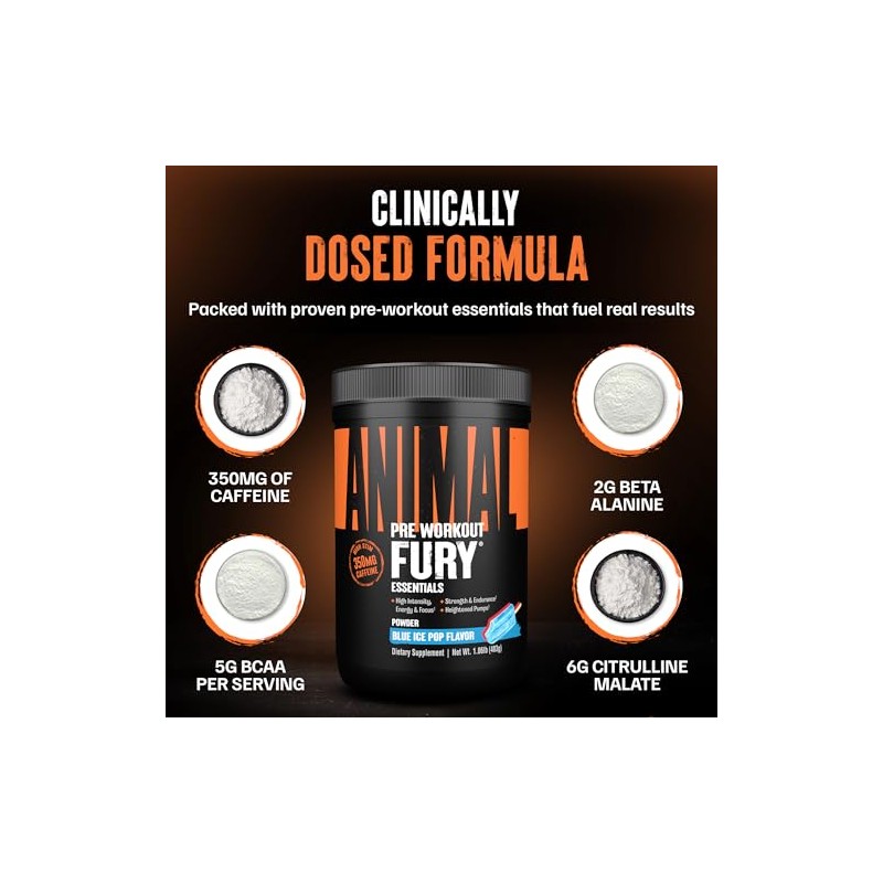Animal Animal fury pre workout powder supplement - energize your