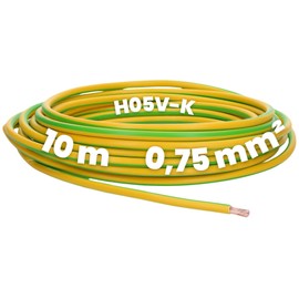 Kalitec 10 Metres H05V-K 0.75 mm² Green/Yellow Wiring Cable I Core Cable I PVC Single Core I Stranded 0.75 mm² I Fine-Strand I Single Cable I Cable Flame Retardant