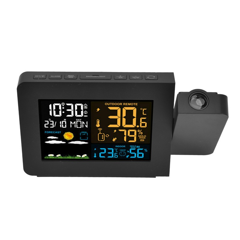 Indoor Outdoor Thermometer 60m Transmission Clock Projection Function Temperature Prediction