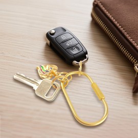 3 Set Gold Brass Key Rings - Purse Charms & Key Organizer with Carabiner Clip, Secure Screw Lock for Handbags, Jewelry Gifts