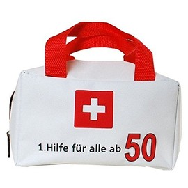1. Hilfe Tasche Geburtstag Party Polyester Weiss/Rot (Tasche 1.Hilfe für alle ab 50")