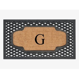 A1HC Natural Coir Monogrammed Door Mat For Front Door, 23x38, Anti-Shed Treated Durable for Outdoor Entrance, Heavy Duty, Low Profile Door Mat, Easy to Clean, Long Lasting, Front Porch Entry Doormat