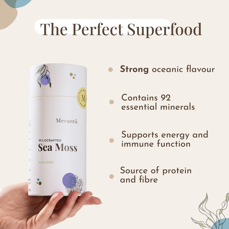 Mecantu® Purple Sun-Dried Sea Moss Perfect for Vegan Recipes, Drinks,